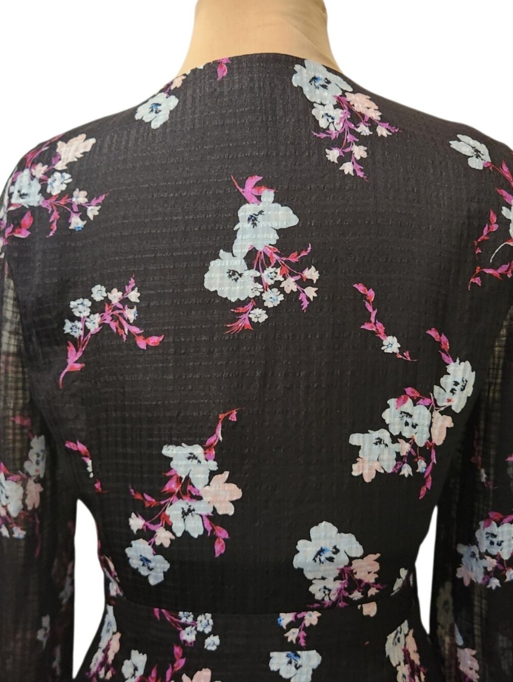 BANANA REPUBLIC Floral Print High Low Faux Wrap Midi Dress - Size 12 - Picture 10 of 16